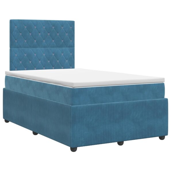 vidaXL Posteľ boxspring s matracom Modrá 120 x 190 cm Zamat – Obrázok 2