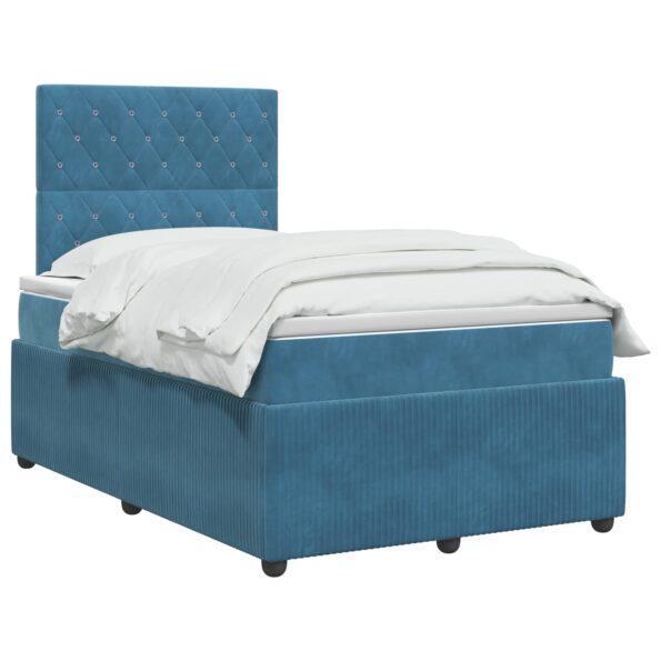 vidaXL Posteľ boxspring s matracom Modrá 120 x 190 cm Zamat – Obrázok 3