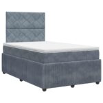 vidaXL Posteľ boxspring s matracom Tmavosivá 120 x 190 cm Zamat – Obrázok 2