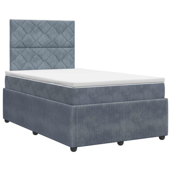 vidaXL Posteľ boxspring s matracom Tmavosivá 120 x 190 cm Zamat – Obrázok 2