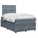 vidaXL Posteľ boxspring s matracom Tmavosivá 120 x 190 cm Zamat – Obrázok 3