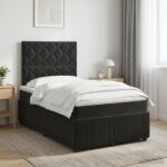vidaXL Posteľ boxspring s matracom Čierna 120 x 190 cm Zamat