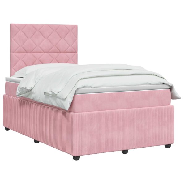 vidaXL Posteľ boxspring s matracom Ružová 120 x 190 cm Zamat – Obrázok 3