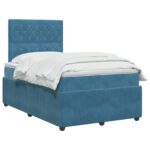 vidaXL Posteľ boxspring s matracom Modrá 120 x 200 cm Zamat – Obrázok 3