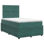 vidaXL Posteľ boxspring s matracom Tmavozelená 120 x 200 cm Zamat – Obrázok 2