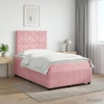 vidaXL Posteľ boxspring s matracom Ružová 120 x 200 cm Zamat