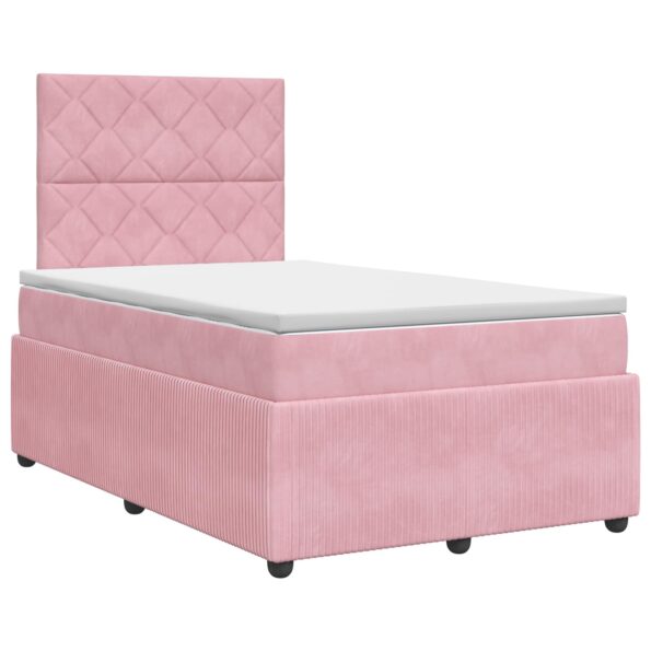 vidaXL Posteľ boxspring s matracom Ružová 120 x 200 cm Zamat – Obrázok 2