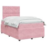 vidaXL Posteľ boxspring s matracom Ružová 120 x 200 cm Zamat – Obrázok 3