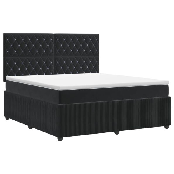 vidaXL Posteľ boxspring s matracom Čierna 140 x 200 cm Zamat – Obrázok 2