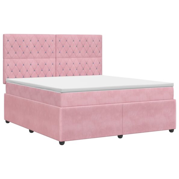 vidaXL Posteľ boxspring s matracom Ružová 140 x 200 cm Zamat – Obrázok 2