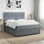 vidaXL Posteľ boxspring s matracom Tmavosivá 180 x 200 cm Zamat