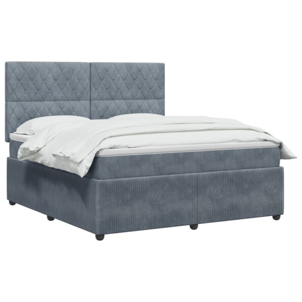 vidaXL Posteľ boxspring s matracom Tmavosivá 180 x 200 cm Zamat – Obrázok 3