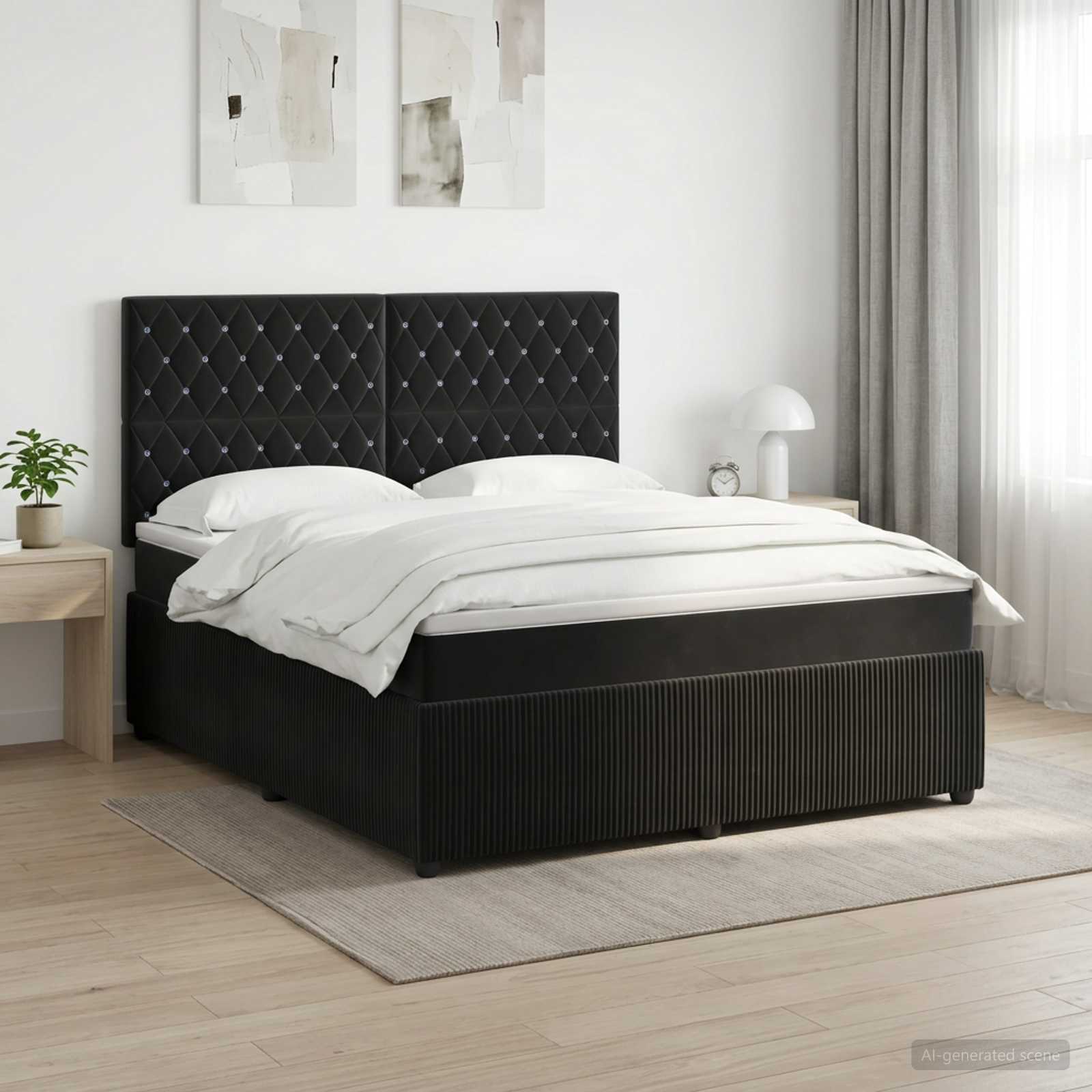 3454651_1.jpg vidaXL Posteľ boxspring s matracom Čierna 180 x 200 cm Zamat – Obrázok 1
