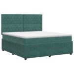 vidaXL Posteľ boxspring s matracom Tmavozelená 180 x 200 cm Zamat – Obrázok 2