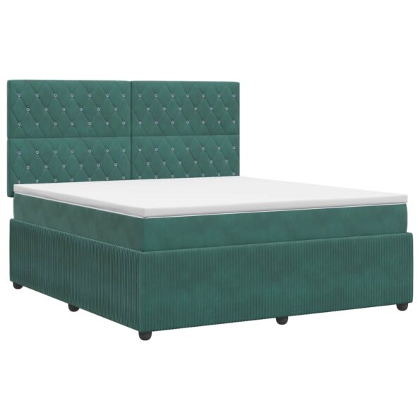 vidaXL Posteľ boxspring s matracom Tmavozelená 180 x 200 cm Zamat – Obrázok 2