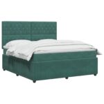 vidaXL Posteľ boxspring s matracom Tmavozelená 180 x 200 cm Zamat – Obrázok 3