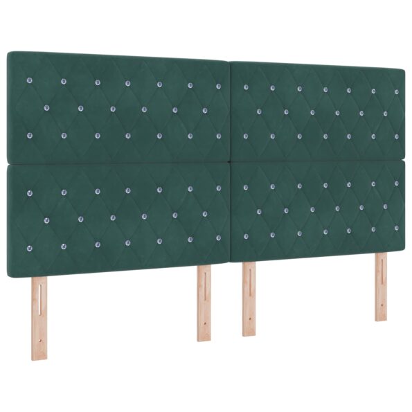 vidaXL Posteľ boxspring s matracom Tmavozelená 180 x 200 cm Zamat – Obrázok 4