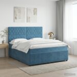 vidaXL Posteľ boxspring s matracom Modrá 180 x 200 cm Zamat