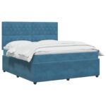 vidaXL Posteľ boxspring s matracom Modrá 180 x 200 cm Zamat – Obrázok 3