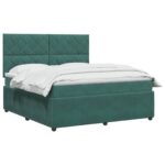 vidaXL Posteľ boxspring s matracom Tmavozelená 180 x 200 cm Zamat – Obrázok 3