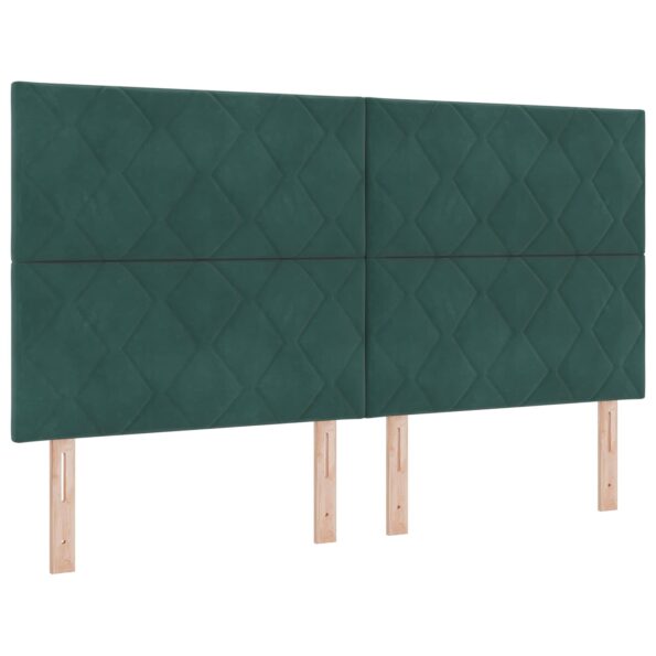 vidaXL Posteľ boxspring s matracom Tmavozelená 180 x 200 cm Zamat – Obrázok 4