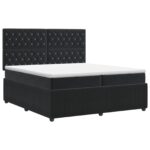 vidaXL Posteľ boxspring s matracom Čierna 200 x 200 cm Zamat – Obrázok 2