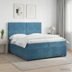 vidaXL Posteľ boxspring s matracom Modrá 200 x 200 cm Zamat