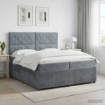 vidaXL Posteľ boxspring s matracom Tmavosivá 200 x 200 cm Zamat
