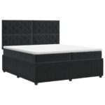 vidaXL Posteľ boxspring s matracom Čierna 200 x 200 cm Zamat – Obrázok 2