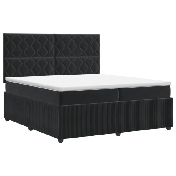 vidaXL Posteľ boxspring s matracom Čierna 200 x 200 cm Zamat – Obrázok 2