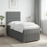 vidaXL Posteľ boxspring s matracom Tmavosivá Jednoduchý Látka