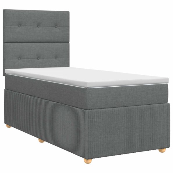 vidaXL Posteľ boxspring s matracom Tmavosivá Jednoduchý Látka – Obrázok 2