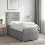 vidaXL Posteľ boxspring s matracom Svetlosivá Jednoduchý Látka