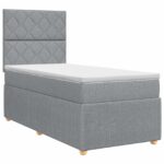 vidaXL Posteľ boxspring s matracom Svetlosivá Jednoduchý Látka – Obrázok 2