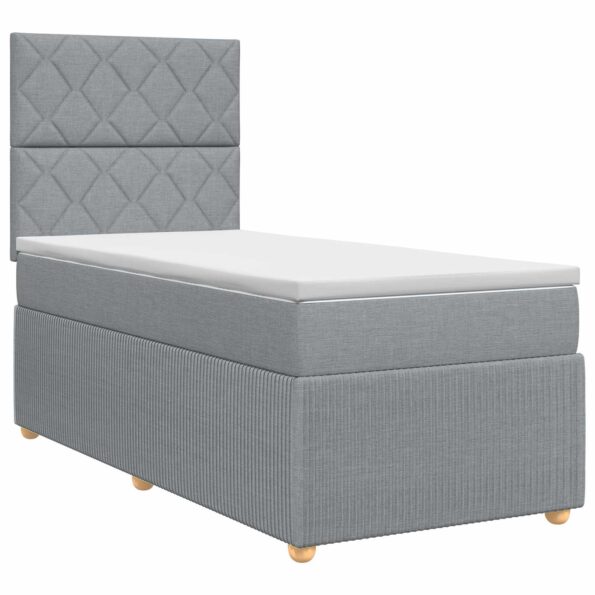 vidaXL Posteľ boxspring s matracom Svetlosivá Jednoduchý Látka – Obrázok 2