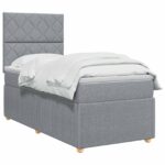 vidaXL Posteľ boxspring s matracom Svetlosivá Jednoduchý Látka – Obrázok 3