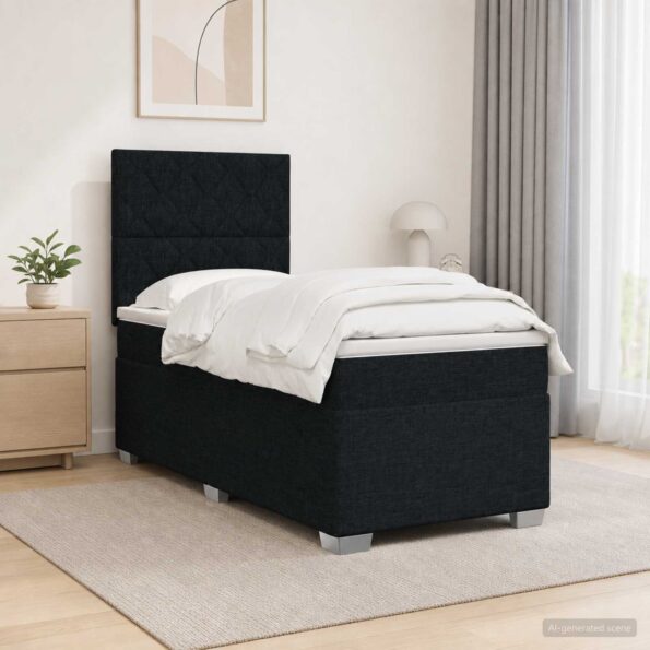 vidaXL Posteľ boxspring s matracom Čierna 80 x 200 cm Látka – Obrázok 4