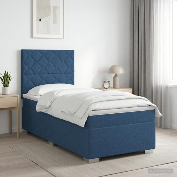 vidaXL Posteľ boxspring s matracom Modrá 80 x 200 cm Látka – Obrázok 4