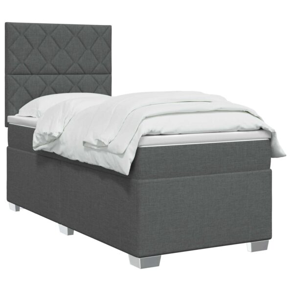 vidaXL Posteľ boxspring s matracom Tmavosivá 90 x 190 cm Látka – Obrázok 3