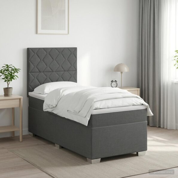 vidaXL Posteľ boxspring s matracom Tmavosivá 90 x 190 cm Látka – Obrázok 5