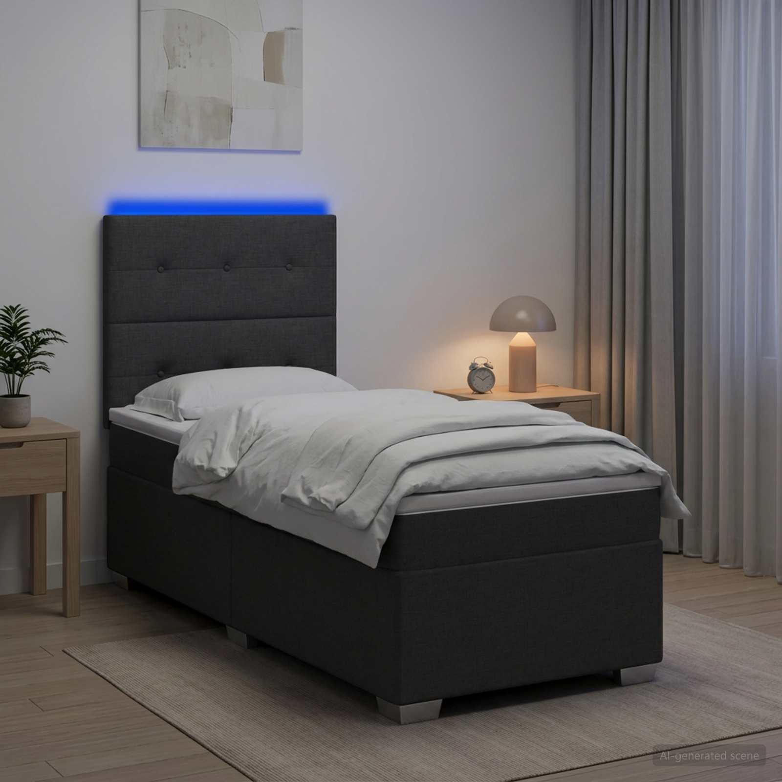 3454783_1.jpg vidaXL Posteľ boxspring s matracom Tmavosivá 90 x 200 cm Látka – Obrázok 1