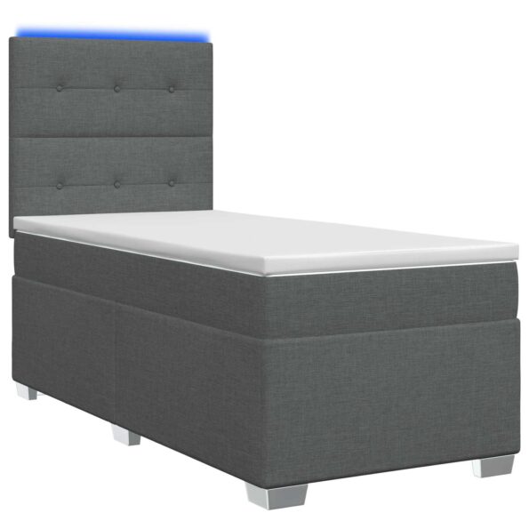 vidaXL Posteľ boxspring s matracom Tmavosivá 90 x 200 cm Látka – Obrázok 2
