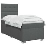 vidaXL Posteľ boxspring s matracom Tmavosivá 90 x 200 cm Látka – Obrázok 3