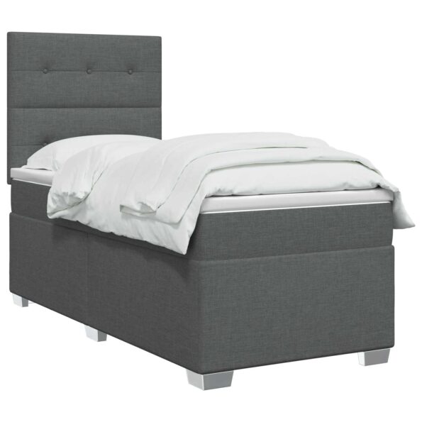 vidaXL Posteľ boxspring s matracom Tmavosivá 90 x 200 cm Látka – Obrázok 3