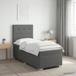 vidaXL Posteľ boxspring s matracom Tmavosivá 90 x 200 cm Látka – Obrázok 4