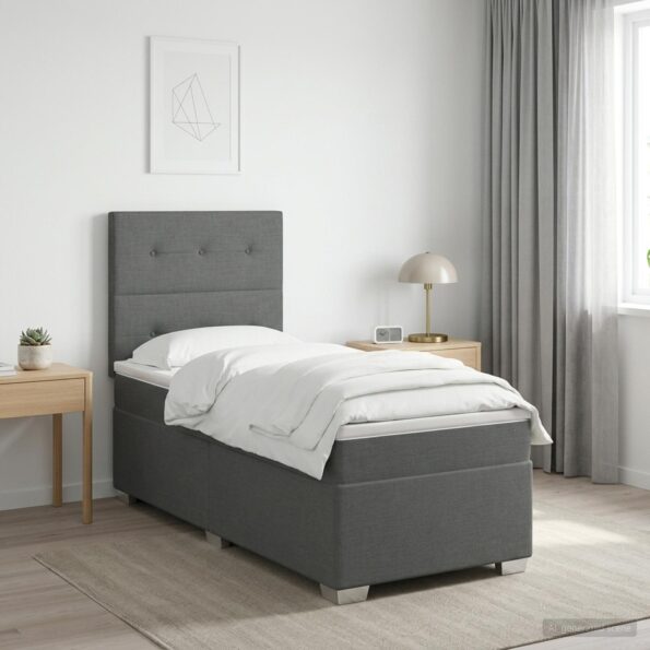 vidaXL Posteľ boxspring s matracom Tmavosivá 90 x 200 cm Látka – Obrázok 4