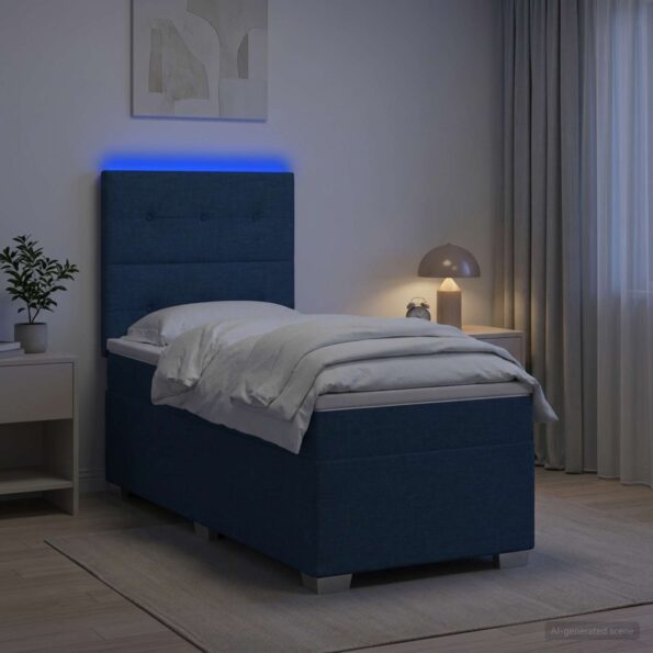 vidaXL Posteľ boxspring s matracom Modrá 90 x 200 cm Látka – Obrázok 4