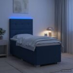 vidaXL Posteľ boxspring s matracom Modrá 90 x 200 cm Látka – Obrázok 5