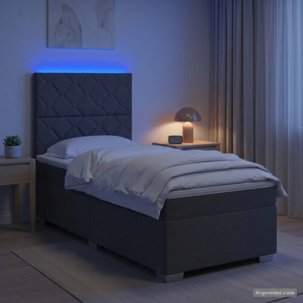 vidaXL Posteľ boxspring s matracom Tmavosivá 90 x 200 cm Látka – Obrázok 4