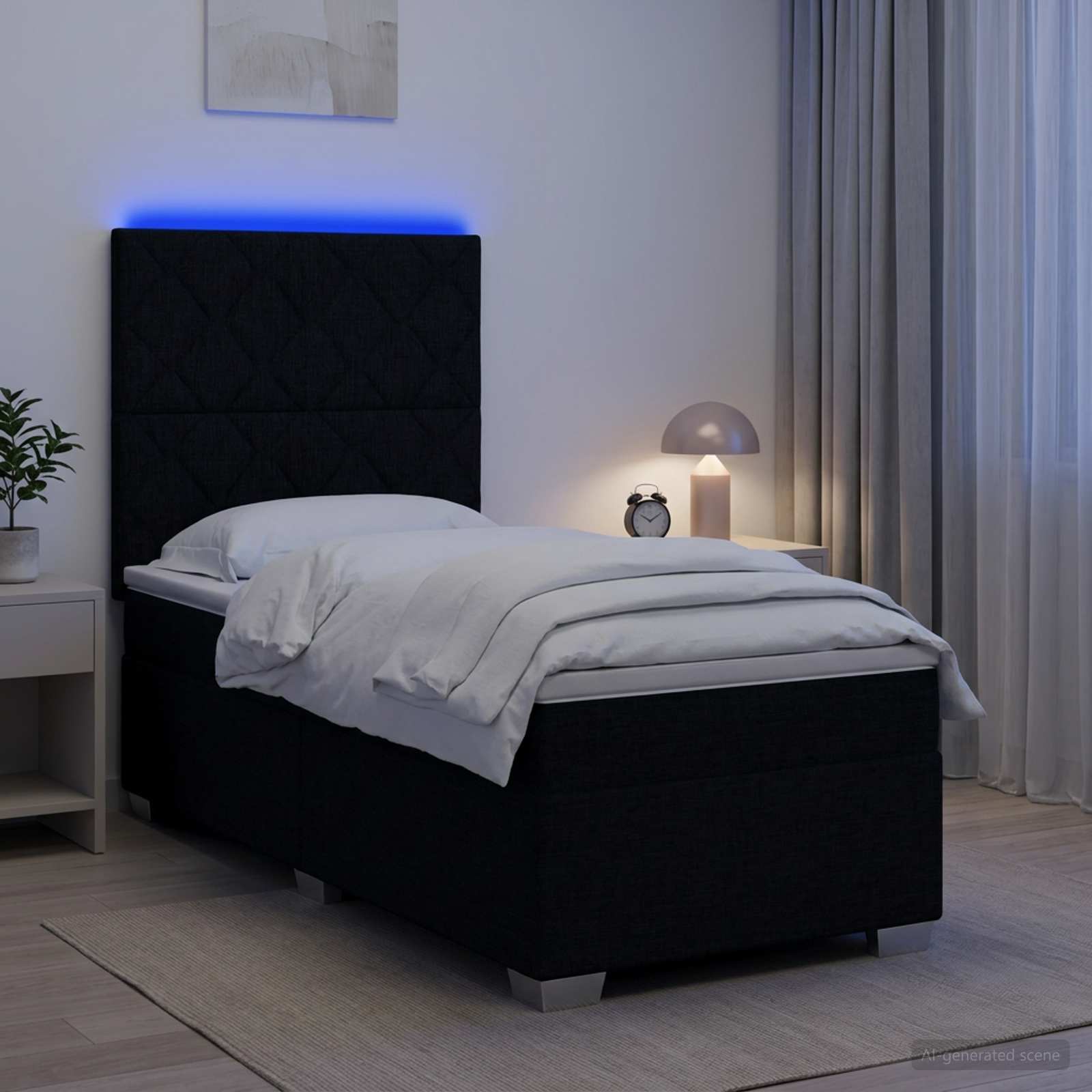 3454791_1.jpg vidaXL Posteľ boxspring s matracom Čierna 90 x 200 cm Látka – Obrázok 1